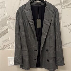 All Saints Gray Blazer Structured Wool-Blend